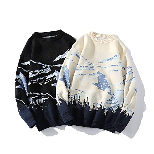 Harajuku Knit Sweater Men's Clothes Winter Pullover Men's Oversized Sweater O -Neck Sweater Clothes (Color: A, Size: 6XL Code) (A XL Code)2