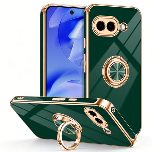Coque Google Pixel 9a anti-chute et anti-dérapante avec anneau de maintien vert