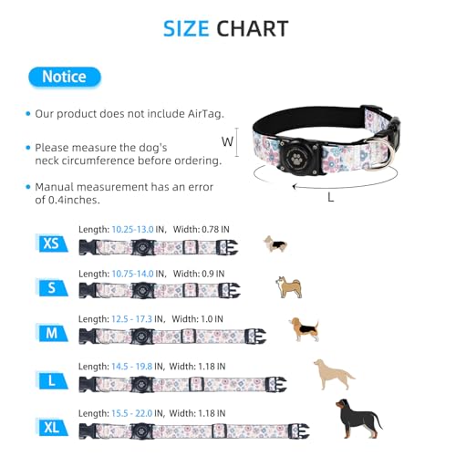 Image of Upgrade Dog Collar with AirTag Holder, IP68 Waterproof, Boho Bloom, XL