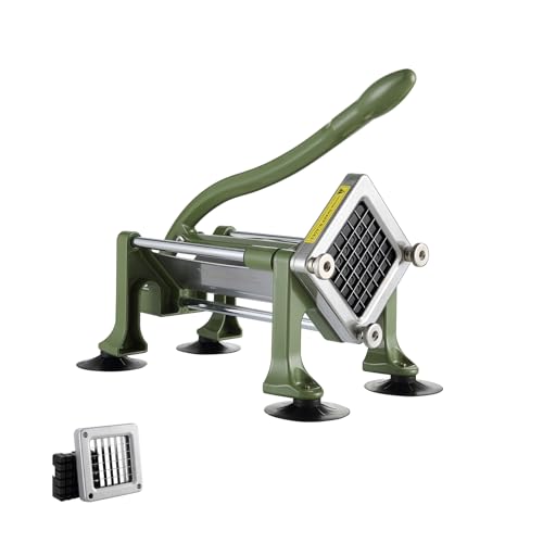 VEVOR Tagliapatatine Fritte 215 x 400 x 305 mm Affettatrice per Patate con Lame in Acciaio Inossidabile 12,7 mm Tagliapatate Manuale con Ventose, per Patate, Patatine Fritte, Cetrioli, Verdure, Verde