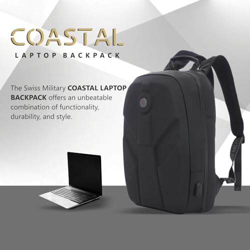 Image of SWISS MILITARY Hard Shell Backpack for Men Women, Alien Series ABS Hardshell, Travel Laptop Bag Fits Up to 15.6 Inch, Stylish Office College School Backpack, Durable & Lightweight