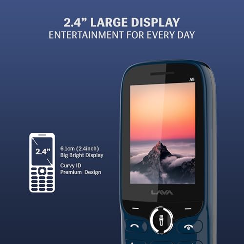 Lava A5_23 Dual Sim Keypad Mobile Phone (with Camera & Duo LED Torch) | 2.4" Large Display - Big Icons | Auto Call Recording | Loud Speaker & Number Talker| Long Battery Life (Blue)