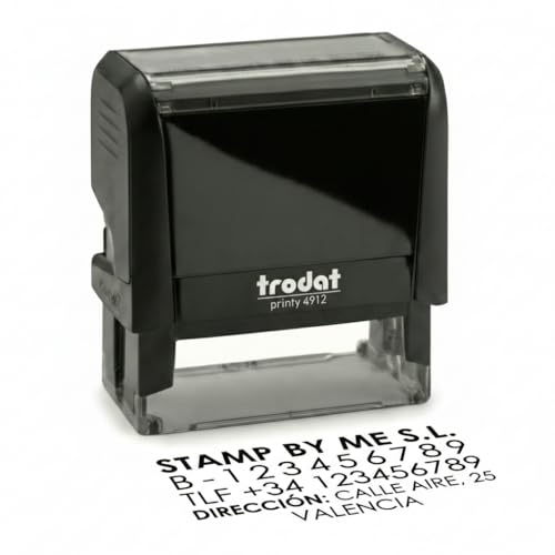 Stamp by Me – Stempel Personalisiert | Firmenstempel mit Text Schwarz | Langlebiger Selbstfärbender Adressstempel | Personalisierter Namensstempel 47x18 mm, Max. 4 Zeilen | Nachfüllbares Stempelkissen