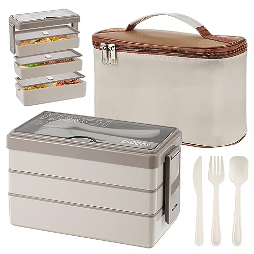 Yirochan 1500ml Bento Box with Bag - 3 Layer Lunch...