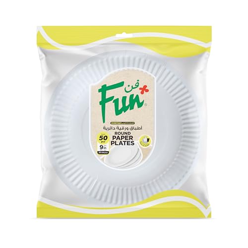 FUN BY AL BAYADER فن Everyday Heavy-Duty Paper Plate Large 9 Inch Pack Of 50