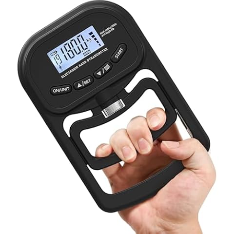Hand Dynamometer Grip Strength Trainer - Electronic Hand Grip Strength Tester Grip Strengthener Hand Exerciser Meter Digital Hand Grip Training Gauge 396lbs / 180kg for Sport Home School Use Cover
