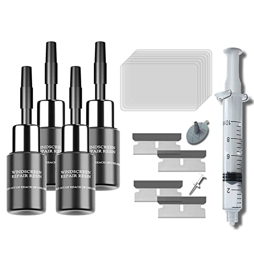 Windshield Crack Repair Kit,Glass Repair Kit Windshield,Glass Repair Resin,Windscreen Repair Resin,Car Cracked Glass Repair Kit, for Crack&Chip of Windshield,4PCS