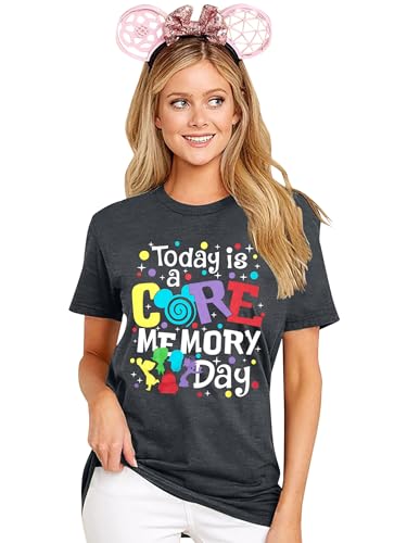 Magical Shirt for Women Funny Today is A Core Memory Day Letter Print T Shirts Cute Family Vacation Graphic Tee Tops2