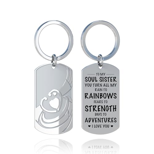Fuinorer Soul Sister Keychain Gifts For Best Friend Bestie Gifts Friends Gift For Women Birthday Christmas Gift For Best Friend