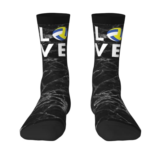 Love Volleyball Unisex Cushion Crew Sock Soft Casual Mid-Calf Socks