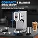 XIXUBX 20Bar Espresso Machine, Compact Espresso Maker with Milk Frother, Stainless Steel Coffee Machine for Cappuccino&Latte, 42oz Water Tank, Visible Pressure Gauge, Home&Office, Silver