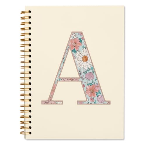 ShowDraven Initial Letter A Notebook, Personalized Gifts, Custom Notebook Journals for Writing, Monogrammed Gifts for Women, Personalized Notepads, Hardcover Spiral Notebook 5.5 x 8.3