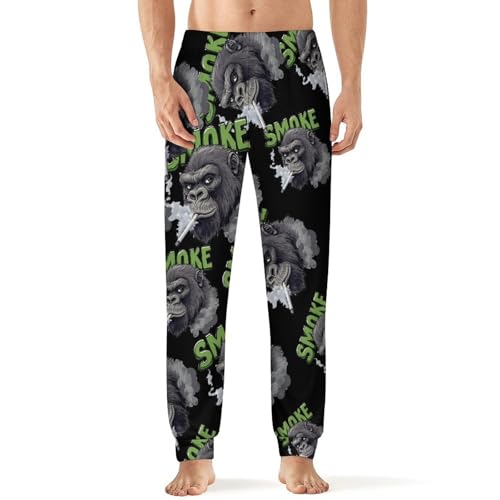 Weed Smoking Gorilla Smoker Men's Pajamas Pants Lightweight Sleep Lounge Pant Pjs Bottoms Casual Sleepwear