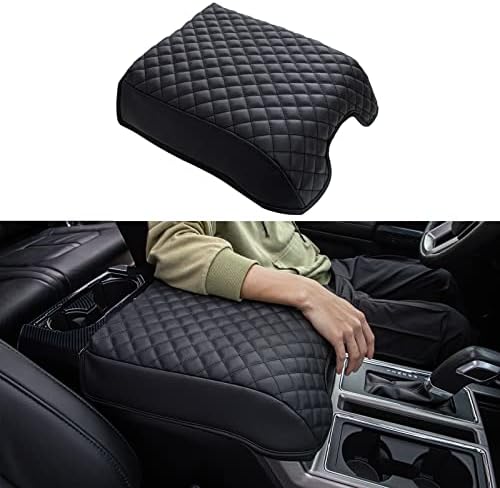 JDMCAR Center Console Cushion Compatible with 2015-2020 Ford F150 / 2017-2022 F250 F350 F450 and 2018-2023 Expedition Accessories, Customized PU Leather Armrest Cover Protector (Bucket Seat Only)