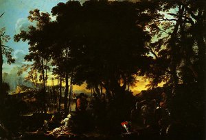 Peinture à l'huile Salvator Rosa The Philosophers Wood 12x16