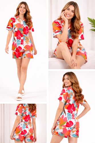 Image of Women Pajama Set Printed Cord-Set Night Suit Set of Shirt & Shorts Set Women Night Wear Set