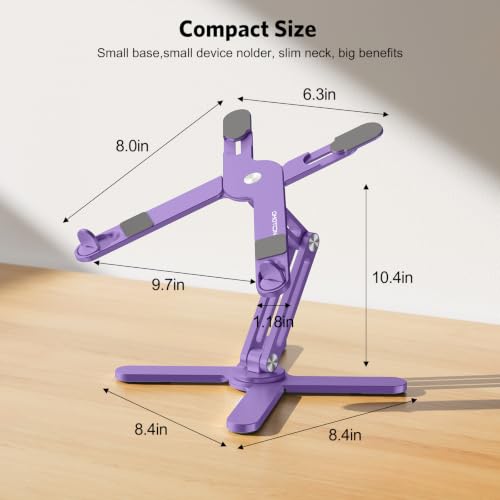 Image of OMOTON 360 Rotating Laptop Stand Riser for Desk, Ergonomic Foldable Computer Stand Adjustable Height Angles for Collaborative Work, Easy Storage Fit Macbooks,All Laptops up to 16 inches, Purple