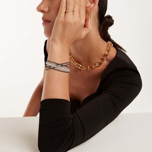 HZMAN Crystal Rhinestone Cuff Bracelet for Women Dainty MultiLayer Bracelet 5 Rows Layered Bracelets Jewelry for Prom Party Wedding3