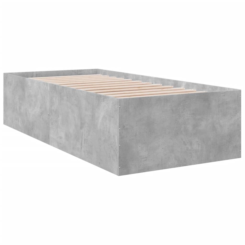 vidaXL Estructura de Cama Madera de ingeniería Gris hormigón 100x200cm