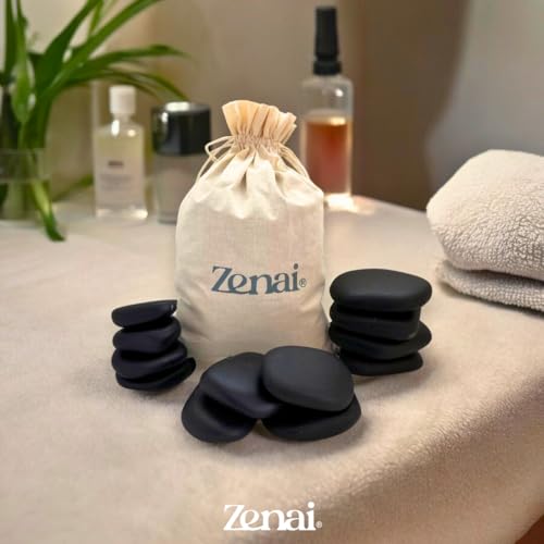 Zenai - Kit Pedras Quentes Vulcânicas | Basalto | 100% Natural | Massagem