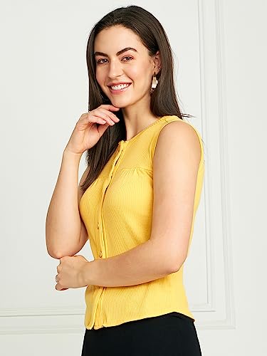 Image of Modeve Women Ribbed Sleeveless Fitted Top for Summer