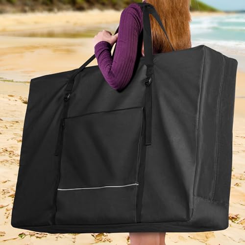 GRAOSO Carrying Bag for Folding Chair, Storage Case Fits for Beach Chair, Zero Gravity Lounge Chair, Director Chair, Folding Walker/Wheelchair, Great for Camping, Travel, Outdoors, Black - Thumbnail 2
