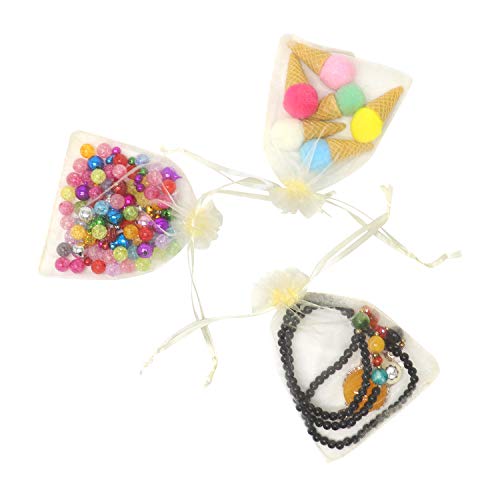 Image of Dealglad 100pcs Drawstring Organza Jewelry Candy Pouch Party Wedding Favor Gift Bags (4x6 inch, Beige)