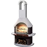 Buschbeck Gartengrillkamin St. Moritz, massiver Gartengrill mit edler Kupferblende und brauner Feuer