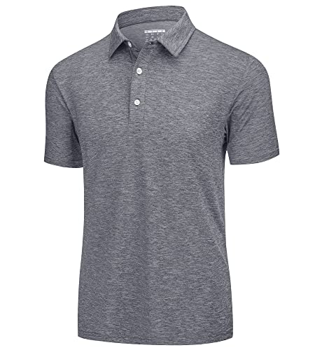 KEFITEVD Sport Polo Shirts for Men Lightweight Golf Short Sleeve Tops Breathable Casual Polo Shirts,Dark Grey,XL
