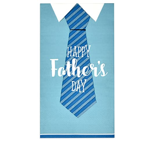 Fathers Day Napkins 100 Count Blue Tie Design Disposable Guest Towels Party Supplies for Dad BBQ Dinner Celebration Decor