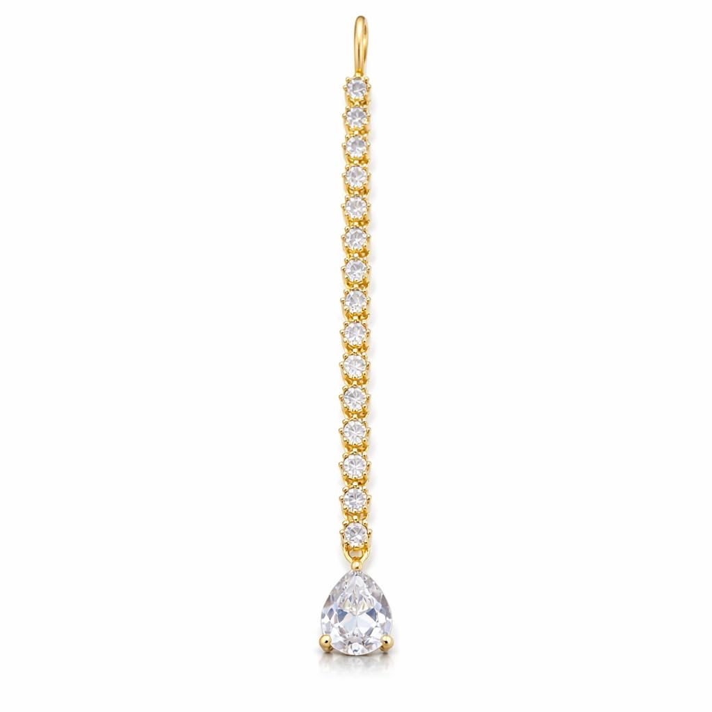 Tanaira Rhodium-Plated Maang Tikka for Women & Girls | Crystal Hair Accessory | American Diamond (AD) Studded Bridal Wedding Jewelry,Trending Style (Gold)