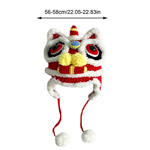 pelúcia da mascote da dança do leão - Estilo Chinês Red Lion Dance Cap - Enfeites casa duráveis para