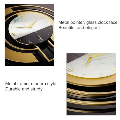 Image of European Style Luxury Living Room Analog Clock 3D Diamonds Non-Ticking Silent Creative Personality Metal Large Quartz Art Wall Decorative (Multi) (BL Marble Gold Clock)