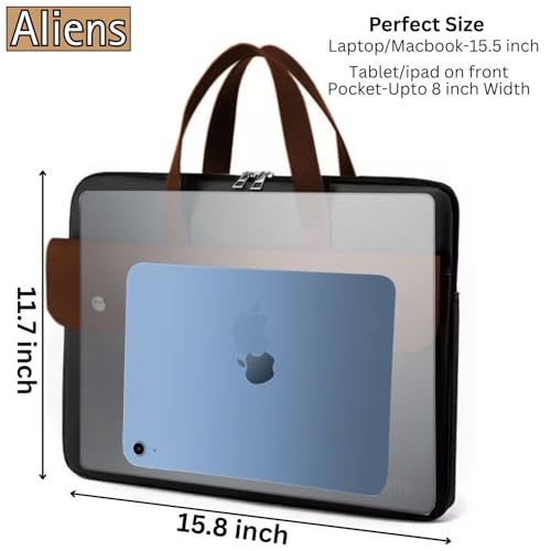 Image of Aliens 15.5 inch Premium Vegan Leather Laptop Sleeve /Case Cover Bag, Padded Laptop Compartment Office Handbag for MacBook air /pro, Dell, Lenovo, Acer, Asus, Notebook, Tablet, ipad-BLK