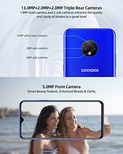 DOOGEE Mobile Phone, X95 4G Smartphone SIM Free Phones Unlockled, 6.52 inch Waterdrop Screen, 4350mAh Battery, Android 10, 13MP Triple Camera, 2GB+16GB/256GB Extension, 4G Dual SIM, Face ID - Blue