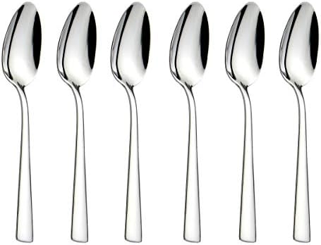 HISSF 6-Pieces Teaspoons Set Stainless Steel 18/0 Tea Spoons, 6.29 Inches For Home, Kitchen Restaurant, square handle