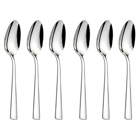 HISSF Teaspoons Stainless Steel 18/0 Tea Spoons 6 Pcs, 6.29 Inches For Home, Kitchen Restaurant, Dishwasher Safe, (square handle, Silver) Cover