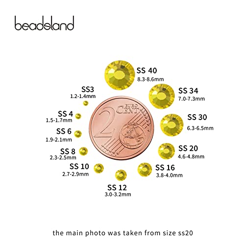 Image of Beadsland Flat Back Crystal Rhinestones,Lemon Yellow, SS16, 1440pcs