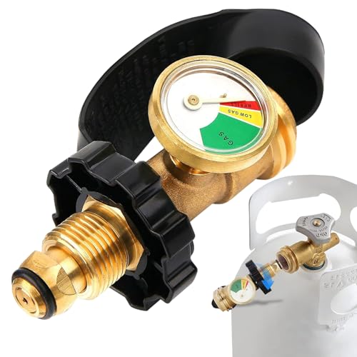 Propano de Gas, indicador de Nivel Tanque Servicio propano, indicador Nivel Tanque Pesado con dial codificado por Color, Adaptador Integral Metal para Cilindro Parrilla Gas BB