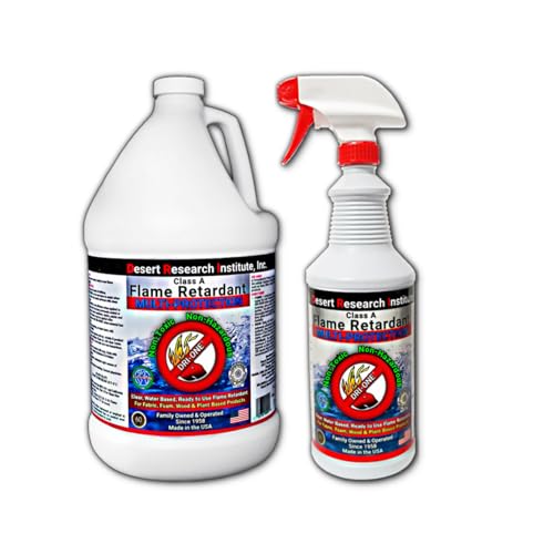 DRI-ONE Fire Retardant Spray Liquid Solution Natural Textiles Raw Wood Absorbent Materials & More - Class A -Eco Safe - NFPA 701- ASTM E84 One Gallon and One Quart with One Sprayer - 160 oz