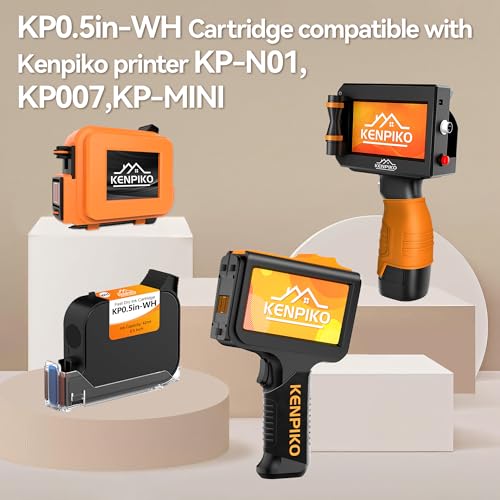 Image of 42ml Fast Dry Ink Cartridge KP0.5IN-WH for Handheld Inkjet Printer KP-MINI,KP-N01,KP007, 0.5inch /12.7mm SolvenHandheld Inkjet Printer KP-N01t Quick-Drying Ink Cartridge Replacement - White