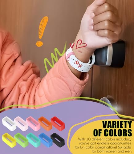 Image of 12 Pack Compatible with MagicBand+ /1.0 /2.0 Band Holder Clips, Soft Silicone Magic Band Locks Universal for 20mm Wide Bands Smart Watch Security Rings - Multicolor