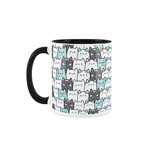 Purely Home Cat Mug Cats Lover Tabby Black Cat - Feline Blue, Black and White Owner Gift - Secret Santa, Blue,white - Image 2