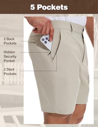 PULI Men's Big & Tall Golf Shorts Stretch 10 Inch Inseam Waterproof Lightweight Qiuck Dry Hiking Shorts3