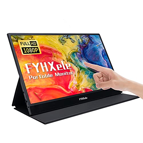 FYHXele 15'' Portable Monitor Touchscreen, Portable LED Screen Extender, FHD 1080P IPS Travel Monitor, Mini-HDMI, USB C Portable Touchscreen Monitor for Laptop PC Phone, Eye Care, Touch Not for Mac OS