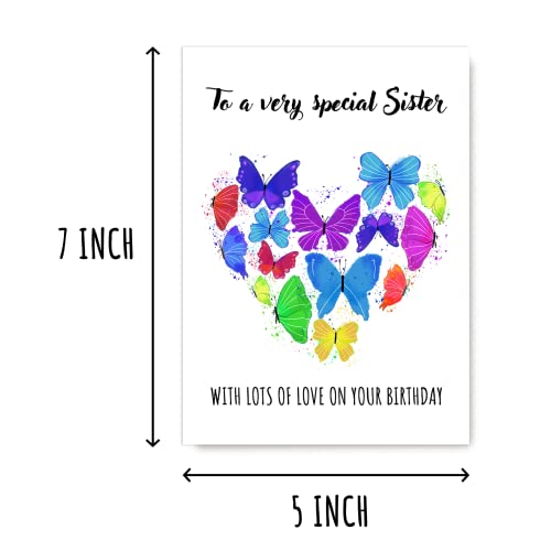 To A Very Special Sister - Butterfly Hearts Special Sister Birthday Card - 30Th - 40Th - 50Th Sister Adult Female Birthday Card2