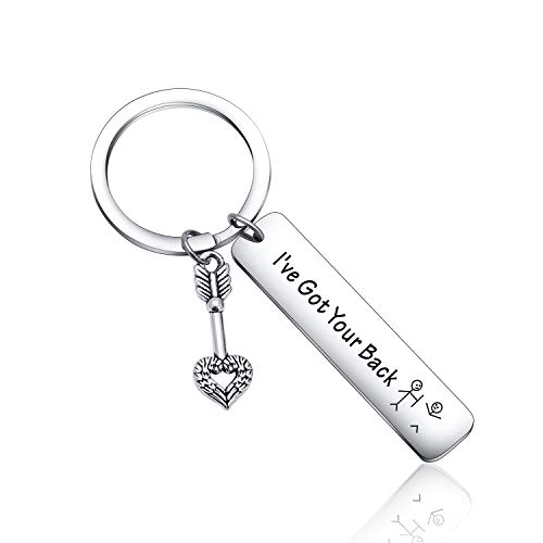 Keytells Stick Figures Keychain Humorous Gifts Inspirational Gift Best Friend Gift Motivational Keychain for Brother Boyfriend Daughter Son Husband Jewelry (I've Got Your Back Keyring)