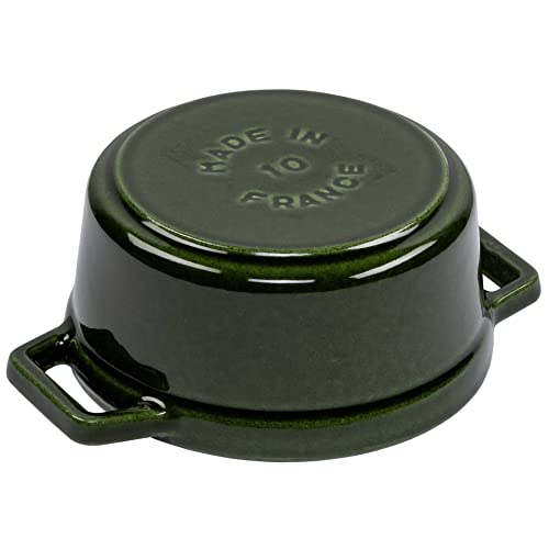 STAUB Mini Cocotte, Gusseisen Bräter, 10 cm, 0,25 L, Alle Herdarten inkl Induktion, Rund, Made in France, Basilikum-Grün – Ansicht 3