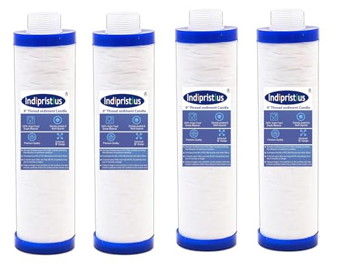 Indipristius Pre Filter Cartridge, 9 inch Candle Filter, RO Water Purifier Candle, Sediment Filter Compatible with All Types of RO Pre Filter Cartridge (Pack of 4)