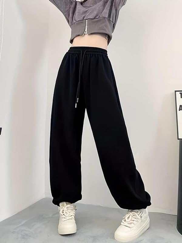 Image of Imsa Moda Women's Loose Fit Track Pants - Polycotton Joggers with Elastic Waistband & Side Pockets | Lower Comfortable for Gym, Running & Casual Wear